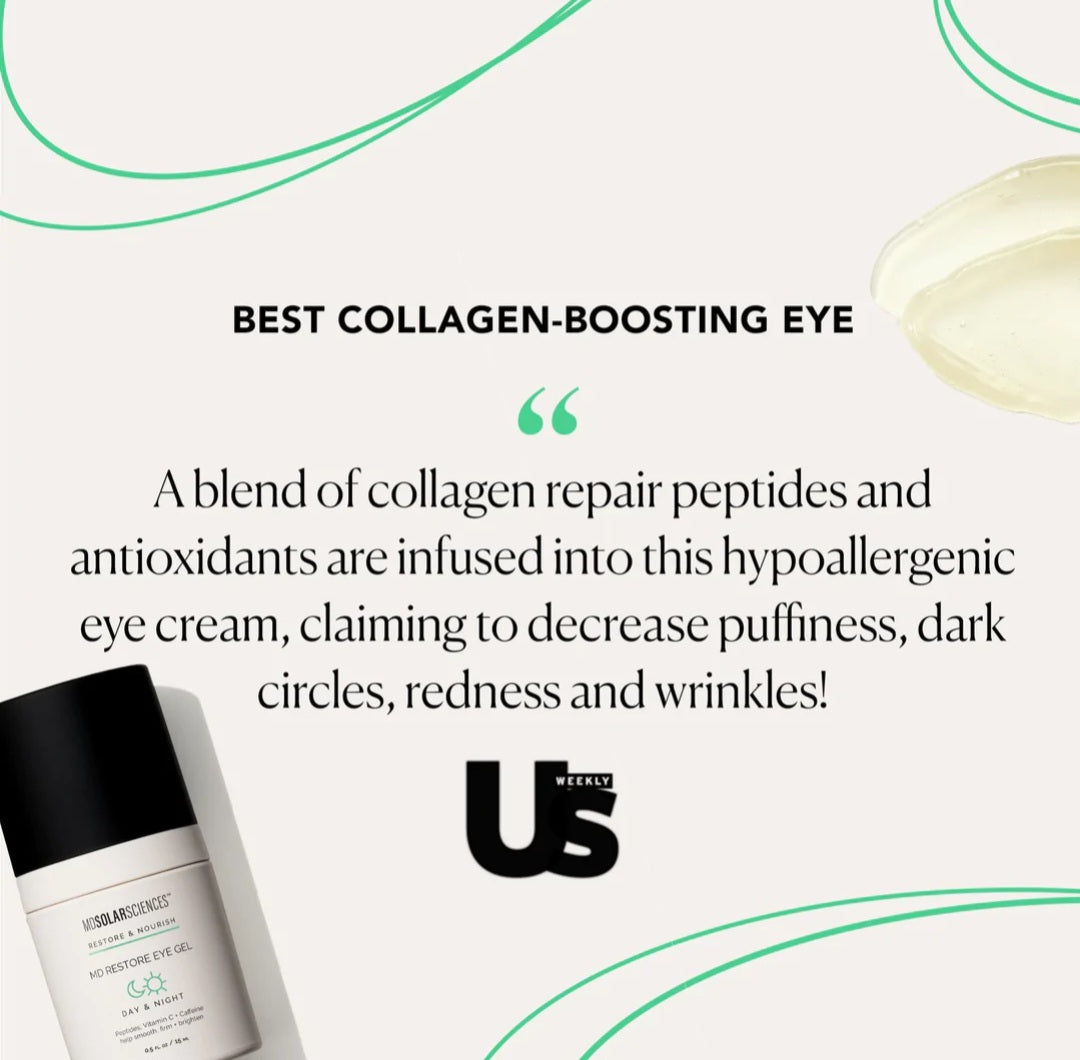 MDSolarSciences MD Restore Eye Gel - Collagen Peptides And Antioxidants Help Soothe, And Restore Skin's Firmness & Elasticity - 0.5 Fl Oz / 15 Ml